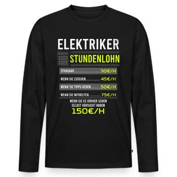Elektriker Spruch Arbeitsshirt Kollegen Geschenk - Männer Premium Bio Langarmshirt - Schwarz - Vorne - Nico (187cm)