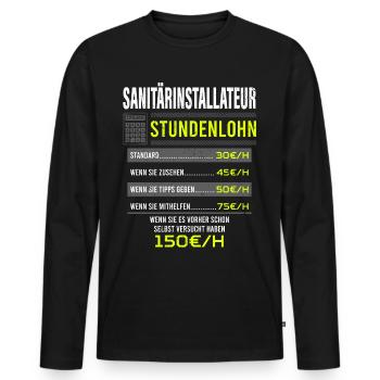 Sanitärinstallateur Spruch Arbeitsshirt Kollegen - Männer Premium Bio Langarmshirt - Schwarz - Vorne - Nico (187cm)
