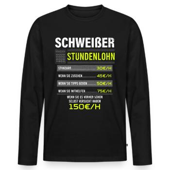 Schweißer Spruch Arbeitsshirt Kollegen Geschenk - Männer Premium Bio Langarmshirt - Schwarz - Vorne - Nico (187cm)