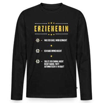Ich Habe Immer Recht Erzieherin Beruf Paragraphen - Männer Premium Bio Langarmshirt - Schwarz - Vorne - Nico (187cm)