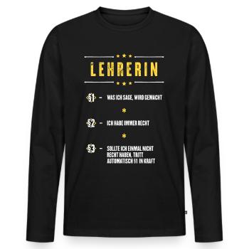 Ich Habe Immer Recht Lehrerin Beruf Paragraphen - Männer Premium Bio Langarmshirt - Schwarz - Vorne - Nico (187cm)