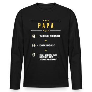 Ich Habe Immer Recht Papa Vater Paragraphen - Männer Premium Bio Langarmshirt - Schwarz - Vorne - Nico (187cm)