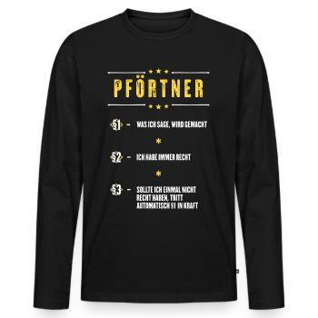 Ich Habe Immer Recht Pförtner Beruf Paragraphen - Männer Premium Bio Langarmshirt - Schwarz - Vorne - Nico (187cm)