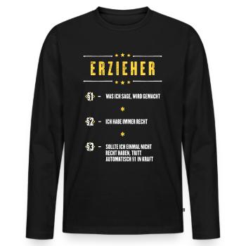 Ich Habe Immer Recht Erzieher Beruf Paragraphen - Männer Premium Bio Langarmshirt - Schwarz - Vorne - Nico (187cm)