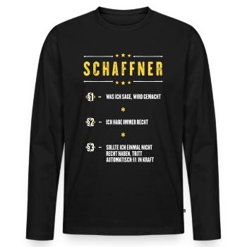 Ich Habe Immer Recht Schaffner Beruf Paragraphen - Männer Premium Bio Langarmshirt - Schwarz - Vorne - Nico (187cm)