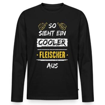 So Sieht Ein Cooler Fleischer Aus Arbeitsshirt - Männer Premium Bio Langarmshirt - Schwarz - Vorne - Nico (187cm)