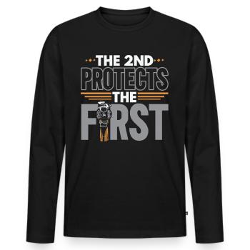 The 2nd protects the first second amendment USA - Men's Premium Organic Long Sleeve Shirt - black - Front - Nico (187cm)