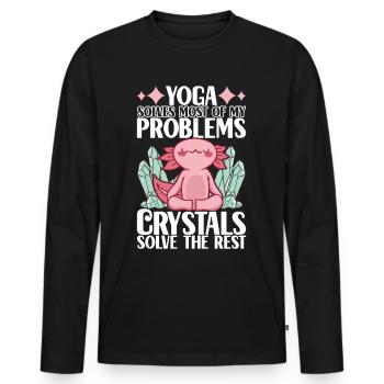 Yoga Yogi Relax - Men's Premium Organic Long Sleeve Shirt - black - Front - Nico (187cm)