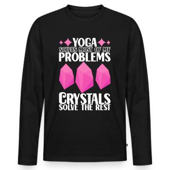 Yoga Yogi Relax - Men's Premium Organic Long Sleeve Shirt - black - Front - Nico (187cm)