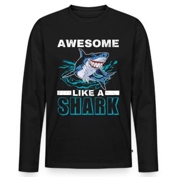 Geil wie ein Hai-Liebhaber Meeresbiologie Meer - Männer Premium Bio Langarmshirt - Schwarz - Vorne - Nico (187cm)