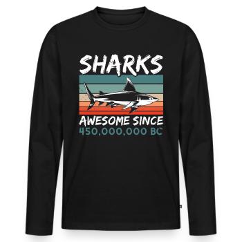 Shark Lovers Marine Biology Marine Animals - Men's Premium Organic Long Sleeve Shirt - black - Front - Nico (187cm)