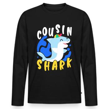 Cousin Shark Lover Marine Biology Marine Animal - Men's Premium Organic Long Sleeve Shirt - black - Front - Nico (187cm)