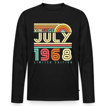 1968 Im Juli Vintage - Männer Premium Bio Langarmshirt - Schwarz - Vorne - Nico (187cm)