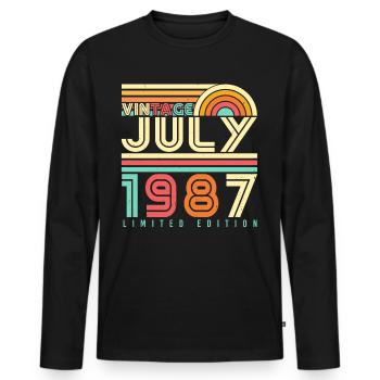 Baujahr 1987 Im Juli - Männer Premium Bio Langarmshirt - Schwarz - Vorne - Nico (187cm)