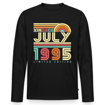 Année de naissance 1995 en juillet - T-shirt manches longues Premium bio Homme - noir - Devant - Nico (187cm)