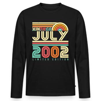 20tes Lebensjahr Im Juli 2002 - Männer Premium Bio Langarmshirt - Schwarz - Vorne - Nico (187cm)