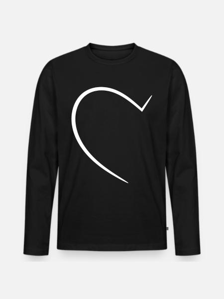 Half White Heart - Men's Premium Organic Long Sleeve Shirt - black