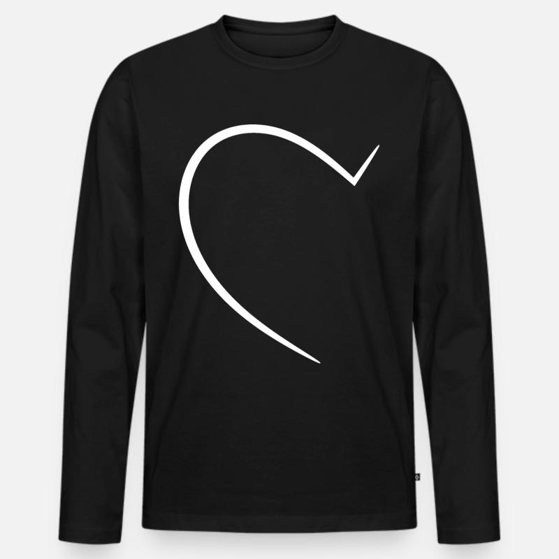 Half White Heart - Men's Premium Organic Long Sleeve Shirt - black
