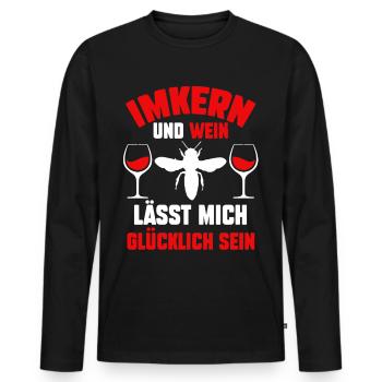 Wein Biene Bienen Imkerei Honig Imker - Männer Premium Bio Langarmshirt - Schwarz - Vorne - Nico (187cm)