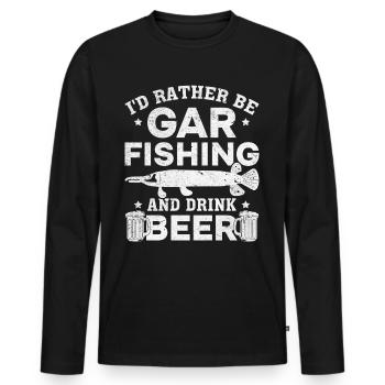 Garfishing Hornhecht Angeln Ich wäre lieber Gar - Männer Premium Bio Langarmshirt - Schwarz - Vorne - Nico (187cm)