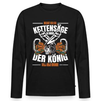 Holzfäller Geschenk Forstwirt Lustig Sprüche - Männer Premium Bio Langarmshirt - Schwarz - Vorne - Nico (187cm)