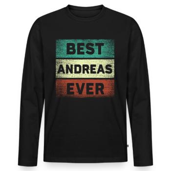 Name Andreas Geschenk Namensgeschenk - Männer Premium Bio Langarmshirt - Schwarz - Vorne - Nico (187cm)