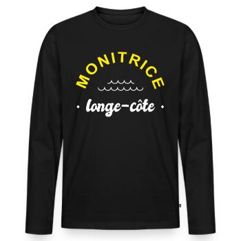 monitrice longe cote coach longe côte - T-shirt manches longues Premium bio Homme - noir - Devant - Nico (187cm)