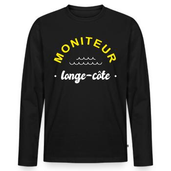 moniteur longe cote coach longe-côte - T-shirt manches longues Premium bio Homme - noir - Devant - Nico (187cm)