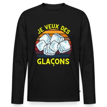 Je veux des glaçons - T-shirt manches longues Premium bio Homme - noir - Devant - Nico (187cm)