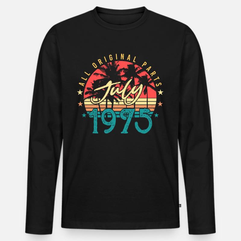 Retro 1975 Juli - Männer Premium Bio Langarmshirt - Schwarz