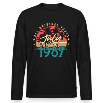 Baujahr 1987 Juli - Männer Premium Bio Langarmshirt - Schwarz - Vorne - Nico (187cm)