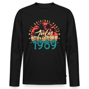 Année de construction 1989 Juillet - T-shirt manches longues Premium bio Homme - noir - Devant - Nico (187cm)