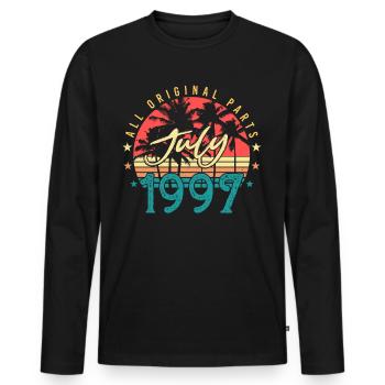 Beste Geschenkidee Juli 1997 - Männer Premium Bio Langarmshirt - Schwarz - Vorne - Nico (187cm)