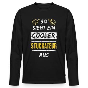 So Sieht Ein Cooler Stuckateur Aus Arbeitsshirt - Männer Premium Bio Langarmshirt - Schwarz - Vorne - Nico (187cm)