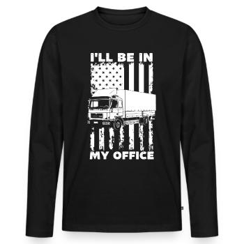 Je serai dans mon bureau camionneur, drôle de chauffeur de camion - T-shirt manches longues Premium bio Homme - noir - Devant - Nico (187cm)