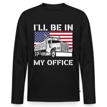 Je serai dans mon bureau camionneur, drôle de chauffeur de camion - T-shirt manches longues Premium bio Homme - noir - Devant - Nico (187cm)