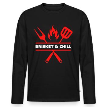 Brisket and chill, funny bbq - Men's Premium Organic Long Sleeve Shirt - black - Front - Nico (187cm)