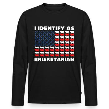 Brisketarian, funny bbq american flag - Men's Premium Organic Long Sleeve Shirt - black - Front - Nico (187cm)