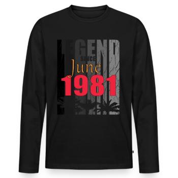 1981 Jahrgang geboren im Juni Geschenk - Männer Premium Bio Langarmshirt - Schwarz - Vorne - Nico (187cm)