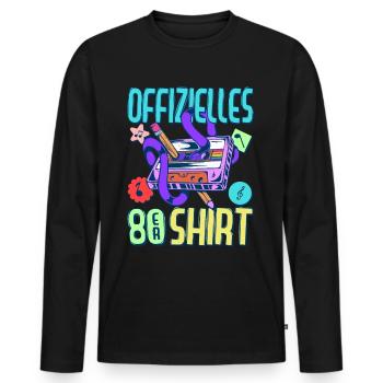 80er Jahre Outfit Party 80's Motto Mottoparty 1880 - Männer Premium Bio Langarmshirt - Schwarz - Vorne - Nico (187cm)