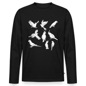Parrots Cockatiel Ara Kakadu Budgerigar - Men's Premium Organic Long Sleeve Shirt - black - Front - Nico (187cm)