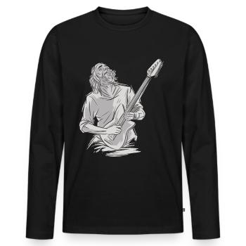 Rock Gitarre Guitar Gitarrist Rocker Geschenk - Männer Premium Bio Langarmshirt - Schwarz - Vorne - Nico (187cm)