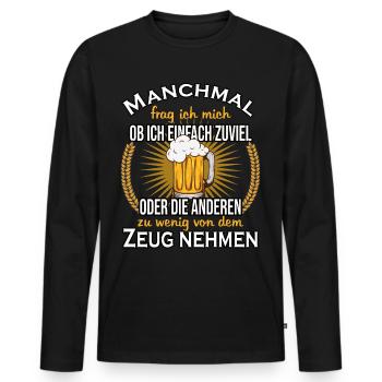 Biertrinker Biergarten Outfit Geschenk - Männer Premium Bio Langarmshirt - Schwarz - Vorne - Nico (187cm)