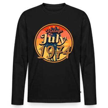 1974 Naissance en juillet - T-shirt manches longues Premium bio Homme - noir - Devant - Nico (187cm)