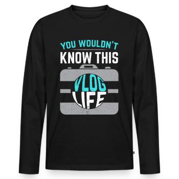 Vlog Leben Social Media Content Creator Vlogger - Männer Premium Bio Langarmshirt - Schwarz - Vorne - Nico (187cm)