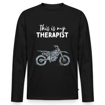 Motorcycle Motorcycling Therapist Biker - Men's Premium Organic Long Sleeve Shirt - black - Front - Nico (187cm)