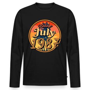Baujahr 1987 Im Juli - Männer Premium Bio Langarmshirt - Schwarz - Vorne - Nico (187cm)