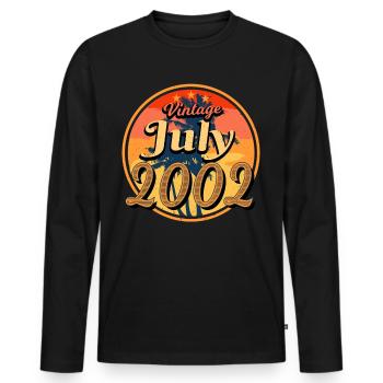 20 ans en juillet 2002 - T-shirt manches longues Premium bio Homme - noir - Devant - Nico (187cm)