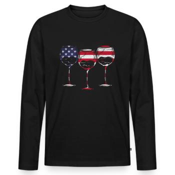 4 juillet Fête fête fête patriotique 4 juillet vin - T-shirt manches longues Premium bio Homme - noir - Devant - Nico (187cm)