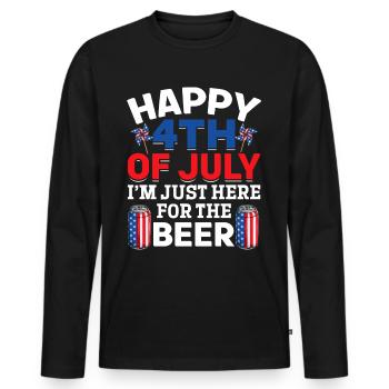 Joyeux 4 juillet, je suis juste ici pour la bière - T-shirt manches longues Premium bio Homme - noir - Devant - Nico (187cm)